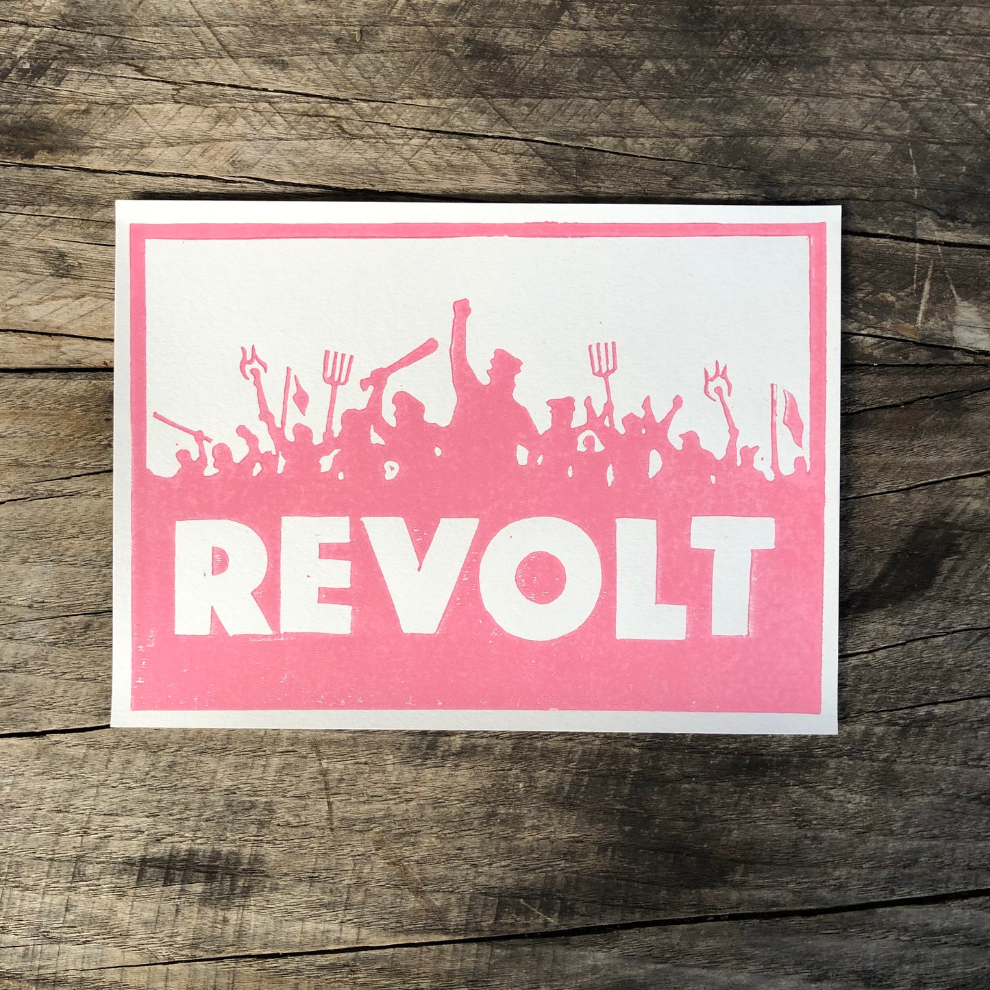 Revolt lino print