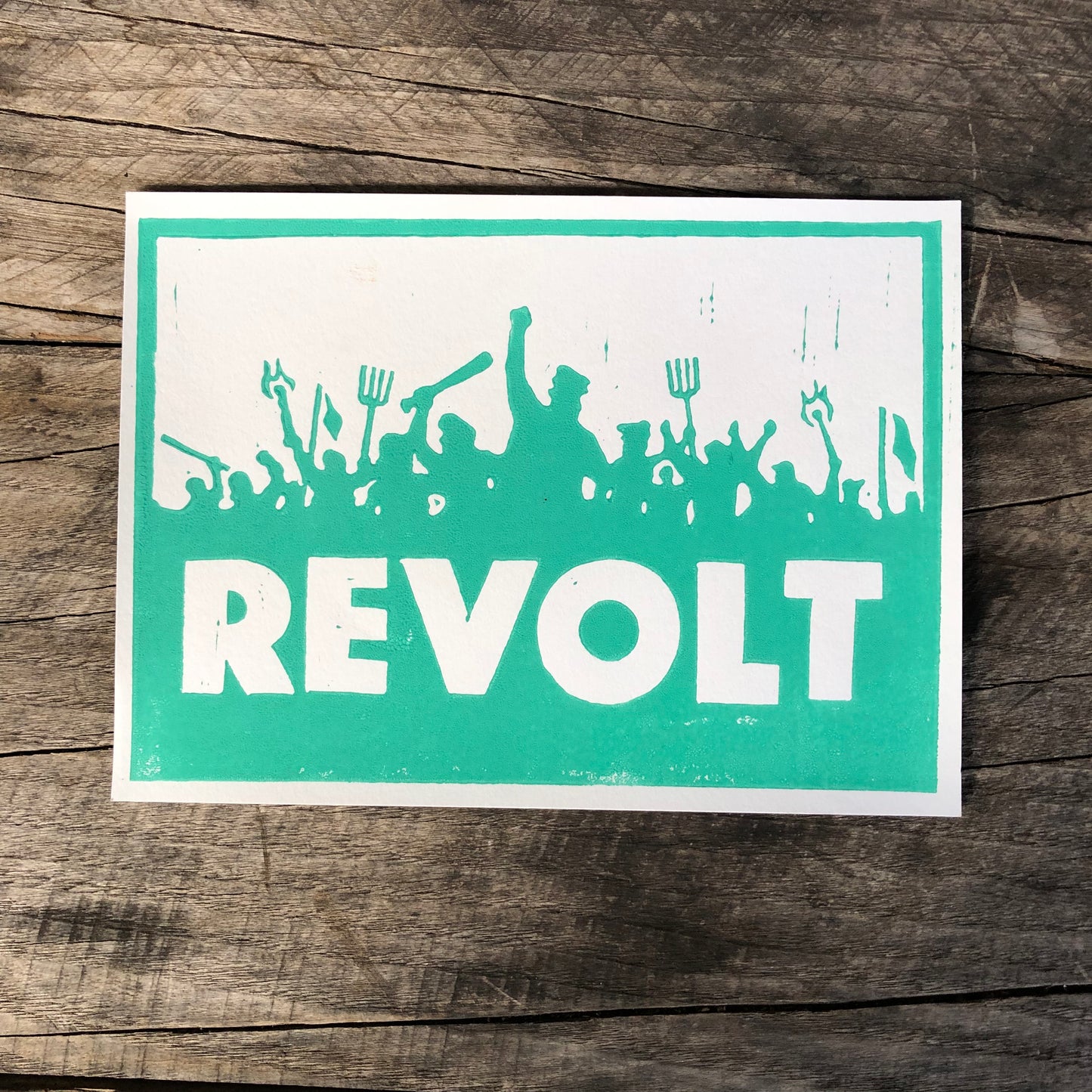 Revolt lino print