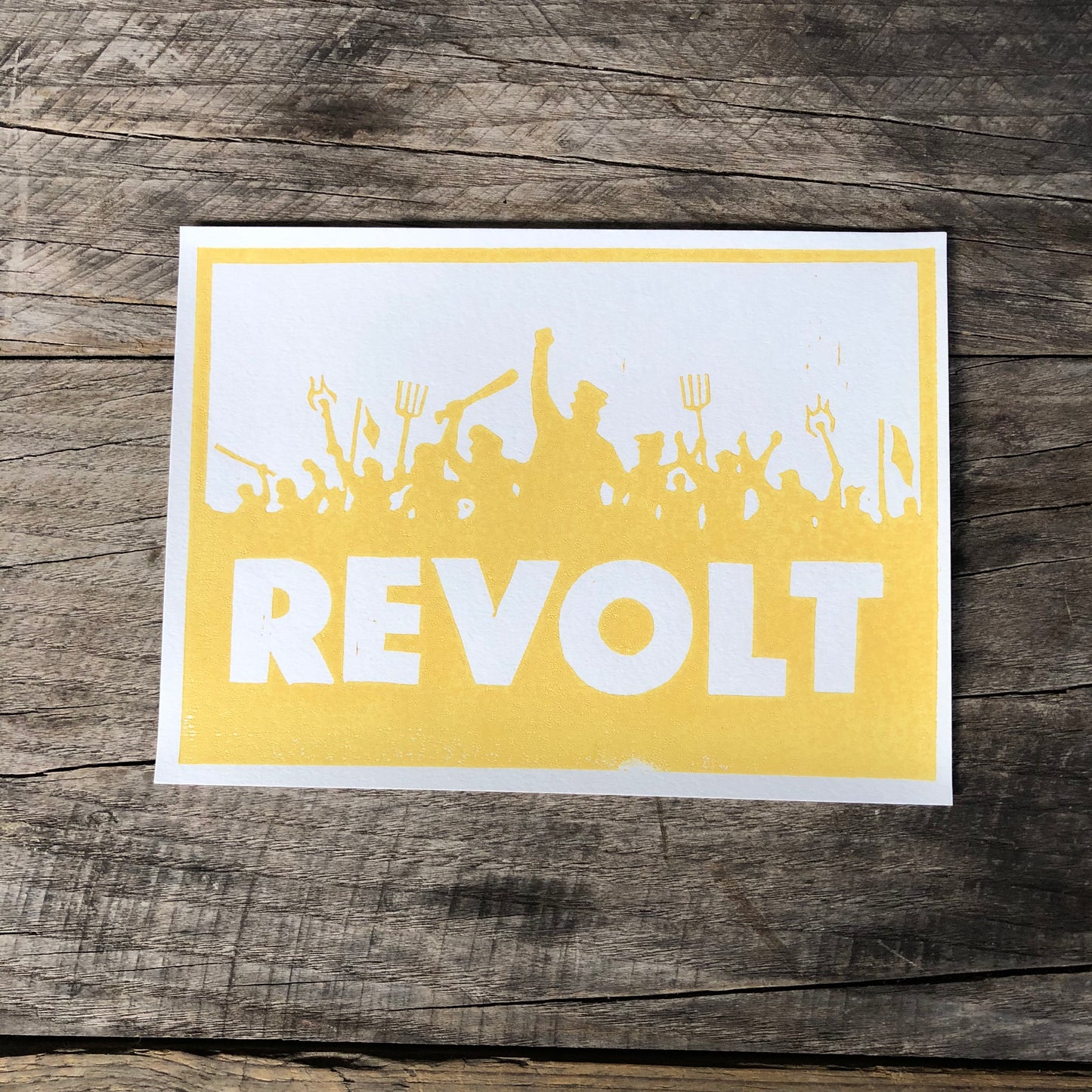 Revolt lino print