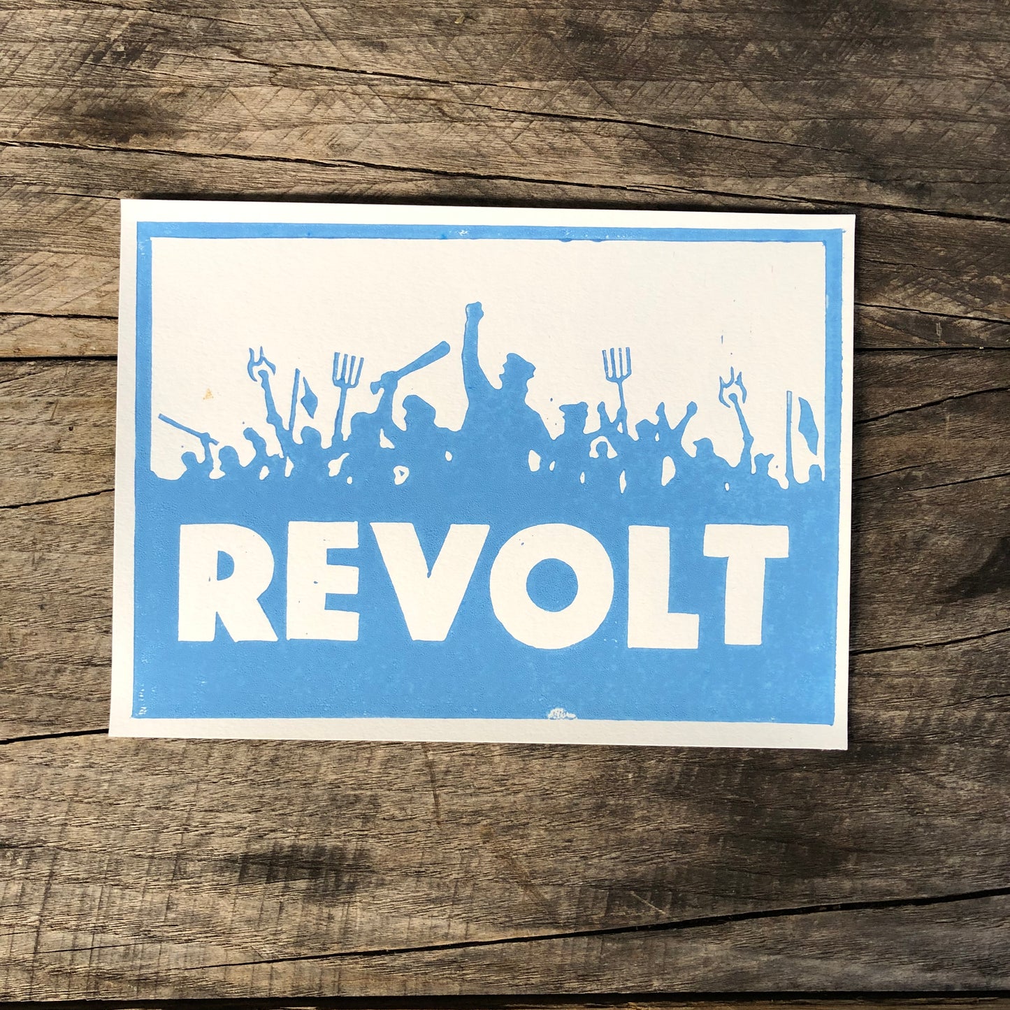 Revolt lino print